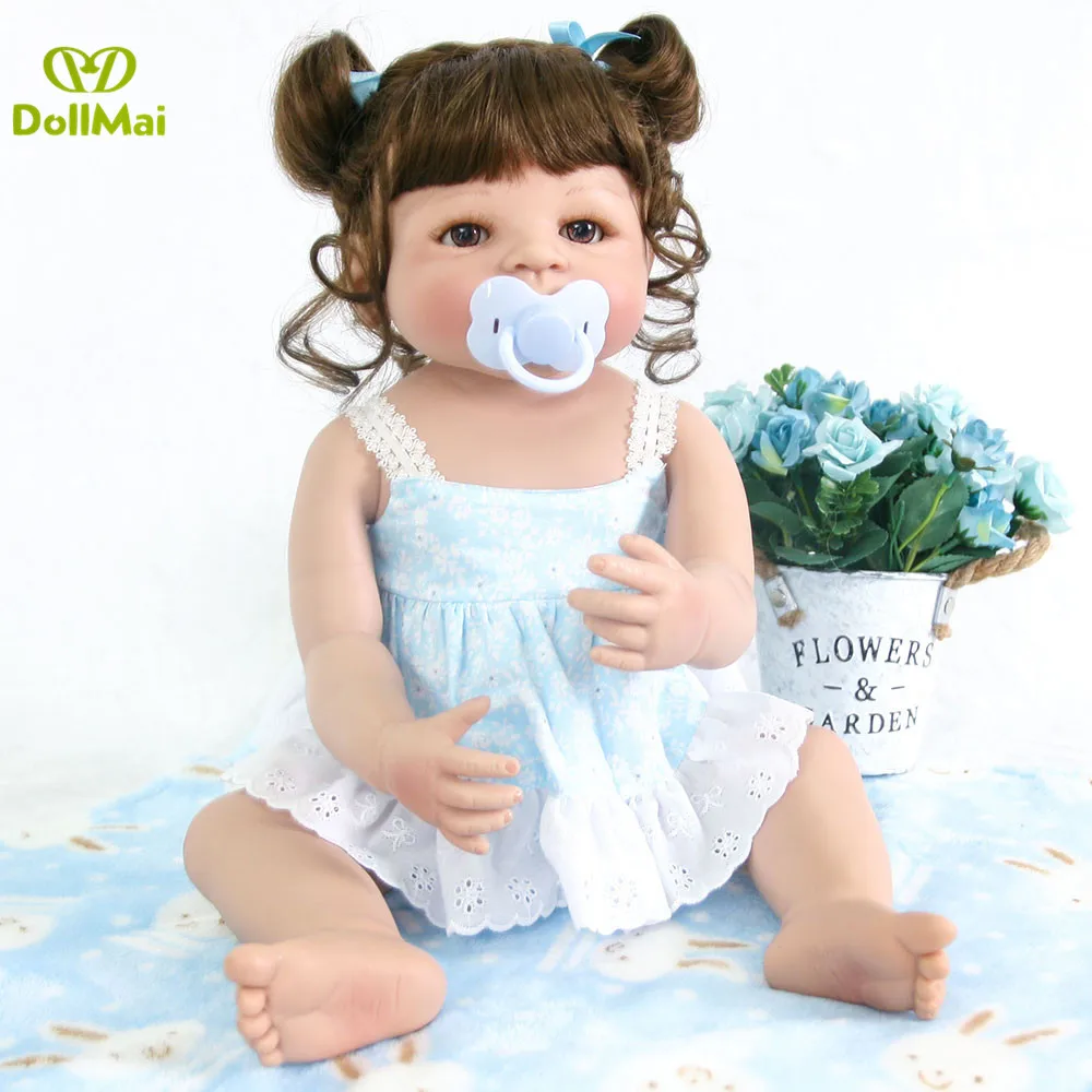 

55cm Full Silicone Body Reborn Baby Doll Toy modeling Vinyl Newborn Princess Baby Bebe Bathe Accompanying Toy Birthday Gift