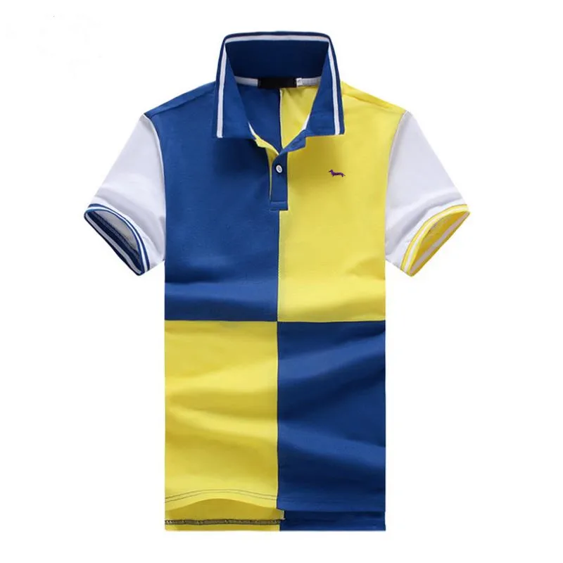 

2018 New men polos summer brand clothing cotton shirt casual patchwork slim fit short breathable soft embroidery outwear shirts
