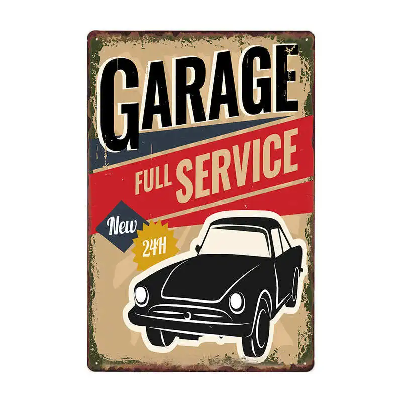 Poster Retrò Olio Benzina Per Garage - Set 5 Targhe Metallo 8x12 Pollici - Foto 6