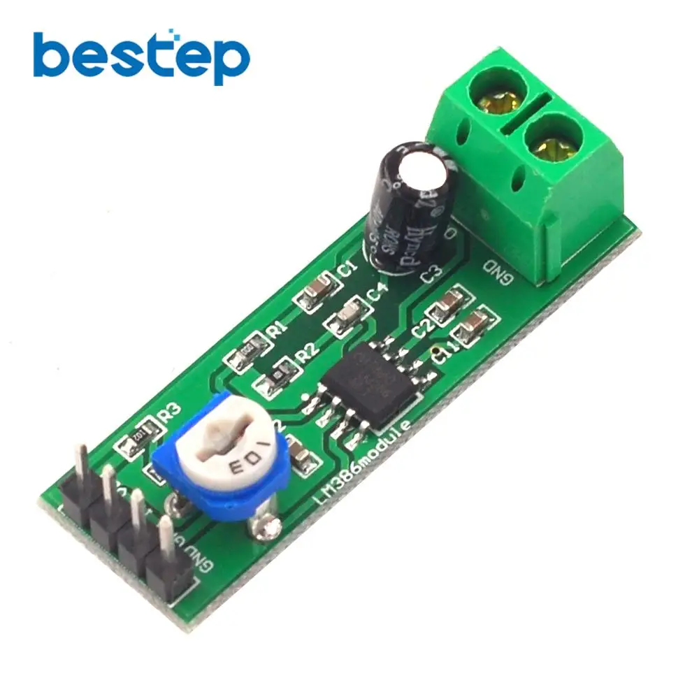 

LM386 Audio Power Amplifier Module 200 times Gain Amplifier Board Mono Power Amplifier 5V-12V Input
