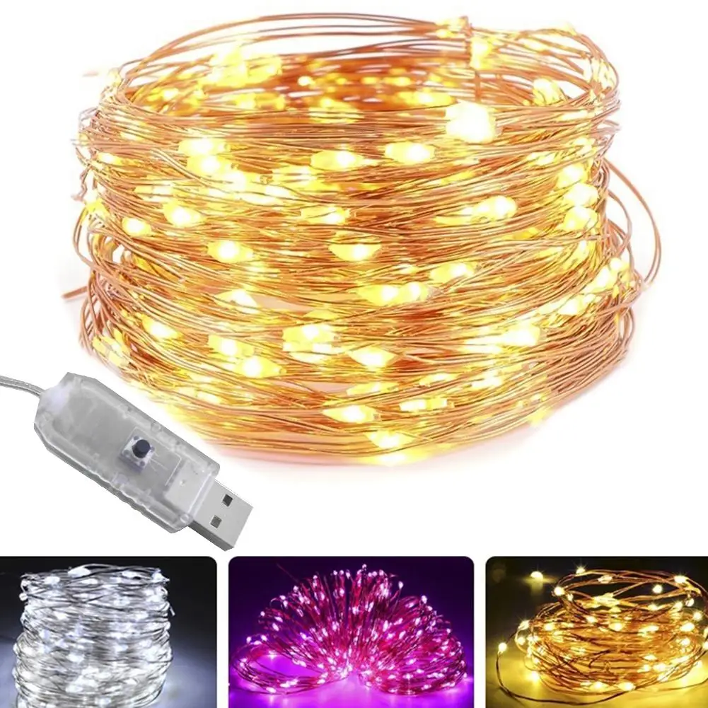 

5/10m Waterproof USB LED Copper Wire Fairy String Light Christmas Party Decor