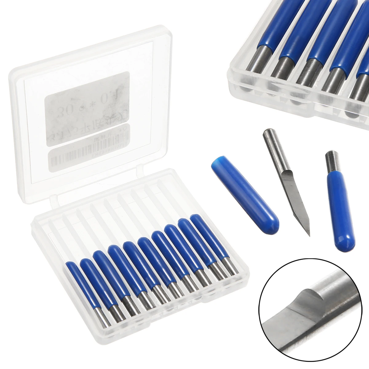 10pcs/set 3.175mm Shank Carbide PCB Engraving Bits CNC Router Tool 30 Degree 0.1mm V-shape For 2D/3D Sculpture Engraved Copper