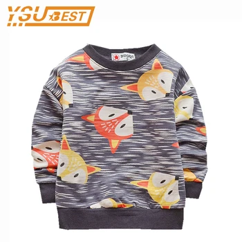 

2018 Boys Girls Casual Coat Cartoon Animal Fox Pattern Girls Hoodies Outwear Spring Children's Clothing Kids Long Sleeve T-shirt