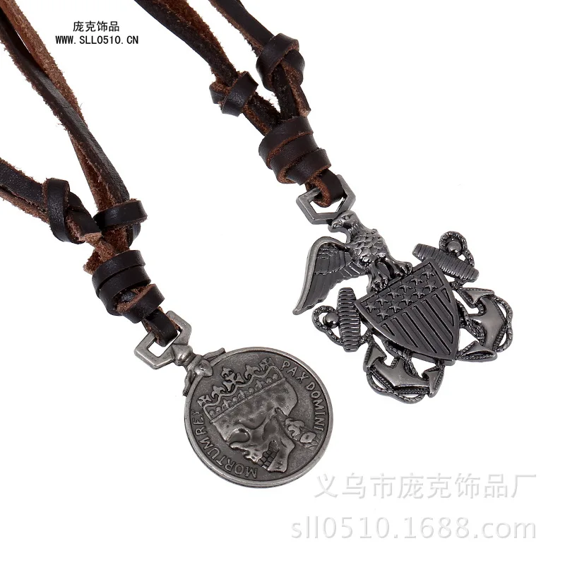 Vintage Leather Necklace Men's necklaces punk style cool man necklace