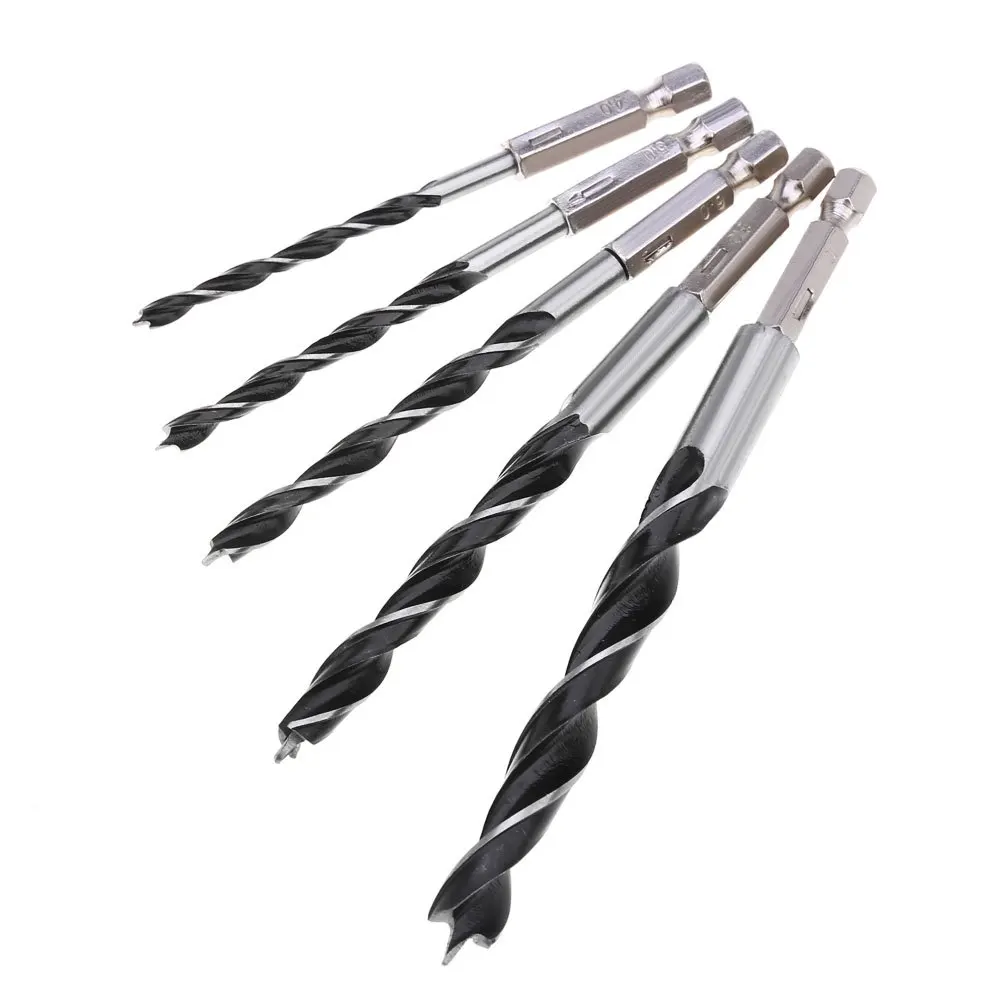 Newest 5pcs High Precision Wood Drill Bit Set Quick Change Metal Tools 4mm 5mm 6mm 8mm 10mm High