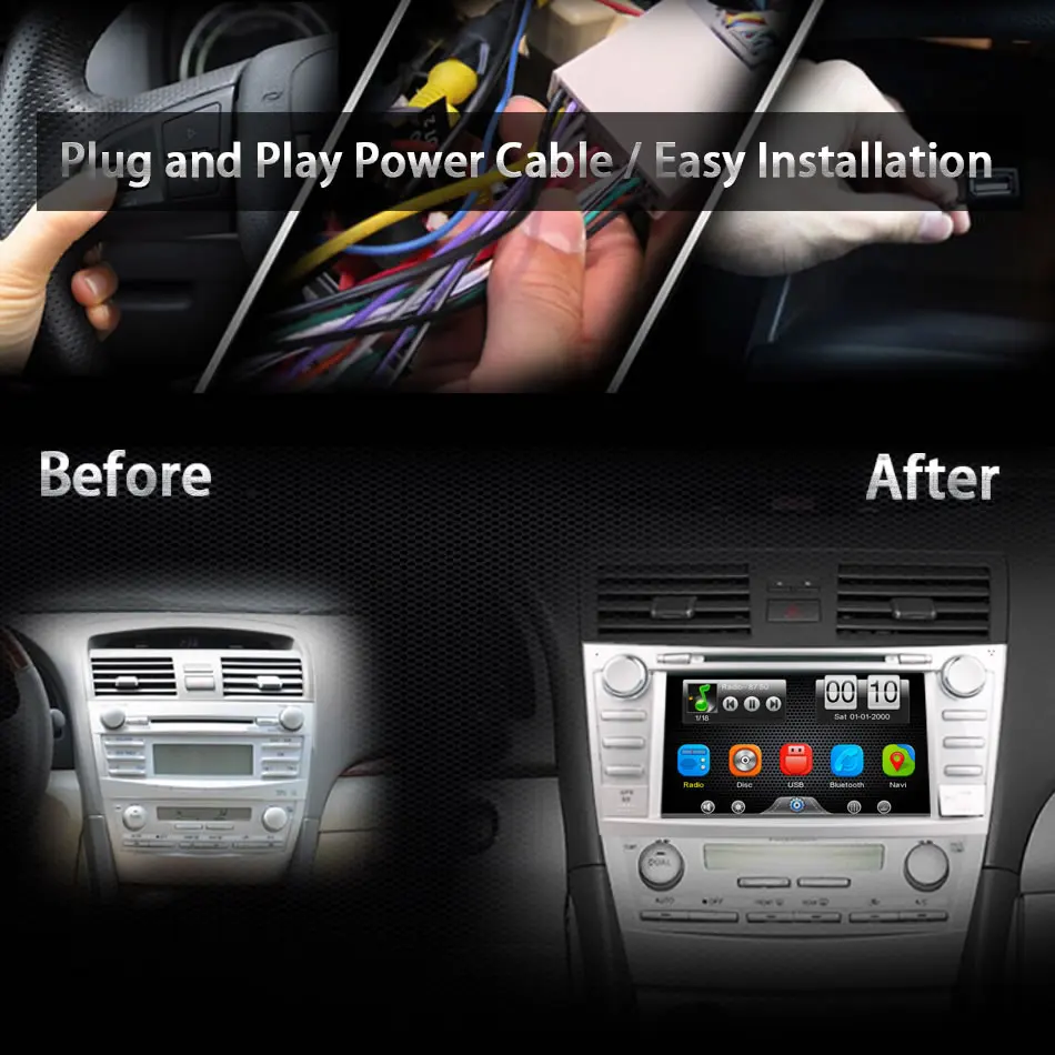 Perfect 2Din Car In Dash DVD Video Player Radio Bluetooth Head Unit Stereos with Reverse Camera for Toyota Camry 2007-2011 (Without GPS) 2 Perfect 2Din Car In Dash DVD Video Player Radio Bluetooth Head Unit Stereos with Reverse Camera for Toyota Camry 2007-2011 (Without GPS) 2