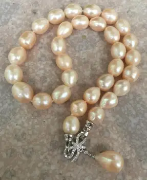 

gorgeous 11-13mm south sea baroque gold pink pearl necklace pendant 18inch