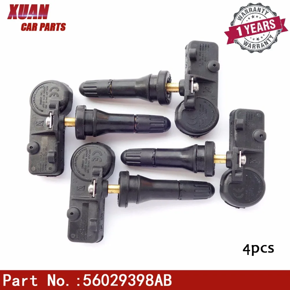 

XUAN 4 PCS Tire Pressure Monitor Sensor TPMS 56029398AB For FIAT 500 JEEP GRAND CHEROKEE WRANGLER VOLKSWAGEN ROU TAN 2011-2016