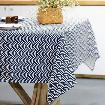 

50pcs Japanese Style Table Cloth Cotton Linen Classic Tradition Fish Scales Printed Tablecloth 100x100cm Many Uses W9647