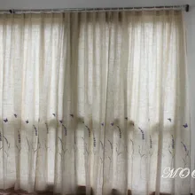 Лавандовые льняные шторы с вышивкой для гостиной, готовая спальня, занавеска 175x180 см, цельная фиолетовая занавеска