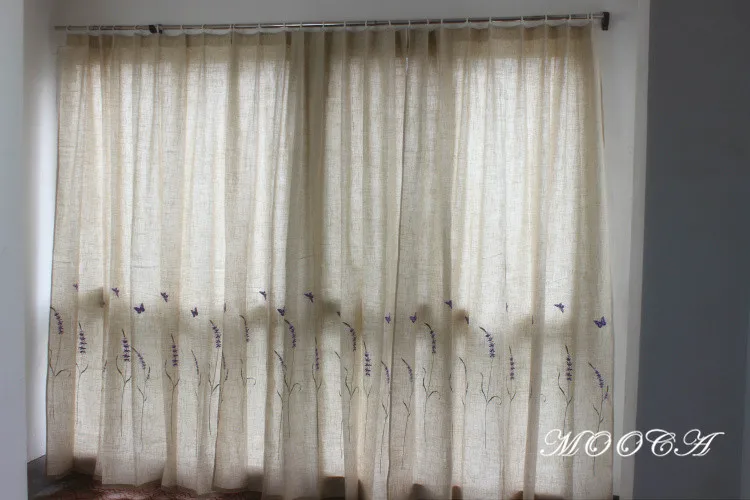 Lavendel bestickte leinen vorhänge für wohnzimmer fertig schlafzimmer