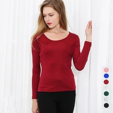 Женский 50% шелк 50% вискоза трикотажные футболки с длинным рукавом майка Классический Топ SG301