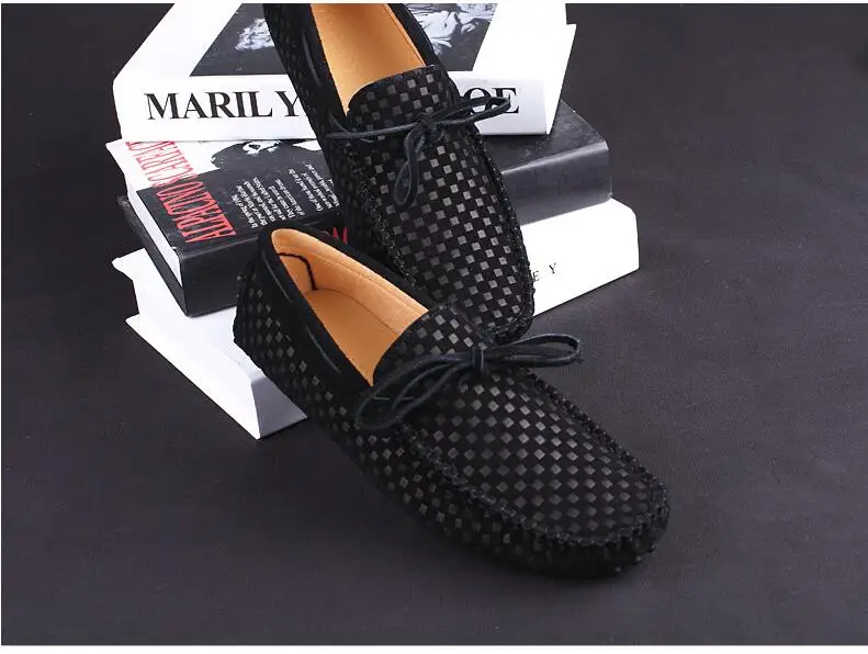 Men's Casual Suede Handmade Velvet Loafers Breathable Leather Driving Shoes Slip-on Boat Shoes Fashion Moccasins Men's Flat Shoe (8)