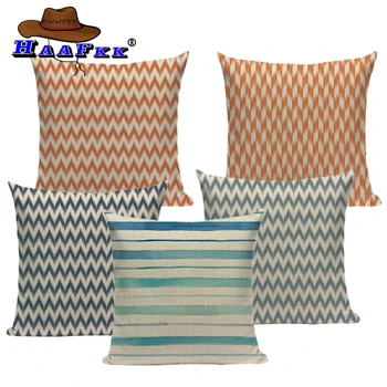 

Nordic colorful Cushion cover geometric printing pattern flax cotton home sofa art decoration 45x45cm best-selling