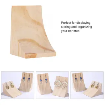 

Simple Wooden Desk Decor Ornament Ear Stud Earrings Jewelry Display Holder Organizer Stand Storage Shelf Rack for Best gift