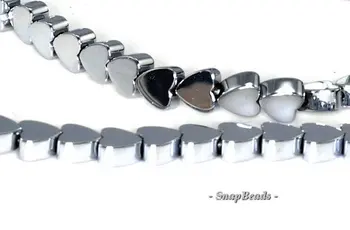 

6mm Silver Hematite Gemstone Silver Love Heart Loose Beads 16 inch Full Strand (90147030-148)