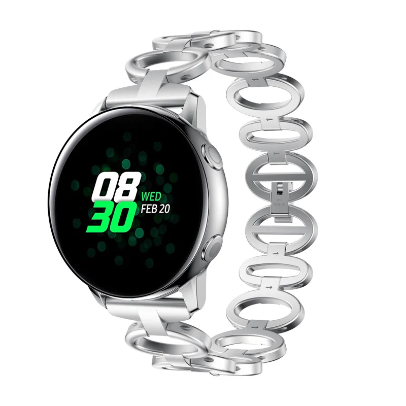 20 мм ремешок для часов из нержавеющей стали для samsung Galaxy Watch Active GY88 - Цвет: Серебристый