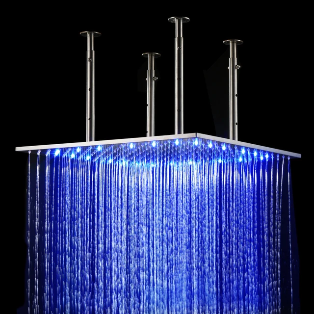 20 X Led Ceiling Mounted Rain Shower Head Stainless Steel 20 X Led Ceiling Mounted Rain Shower Head Stainless Steel Polished Nickel