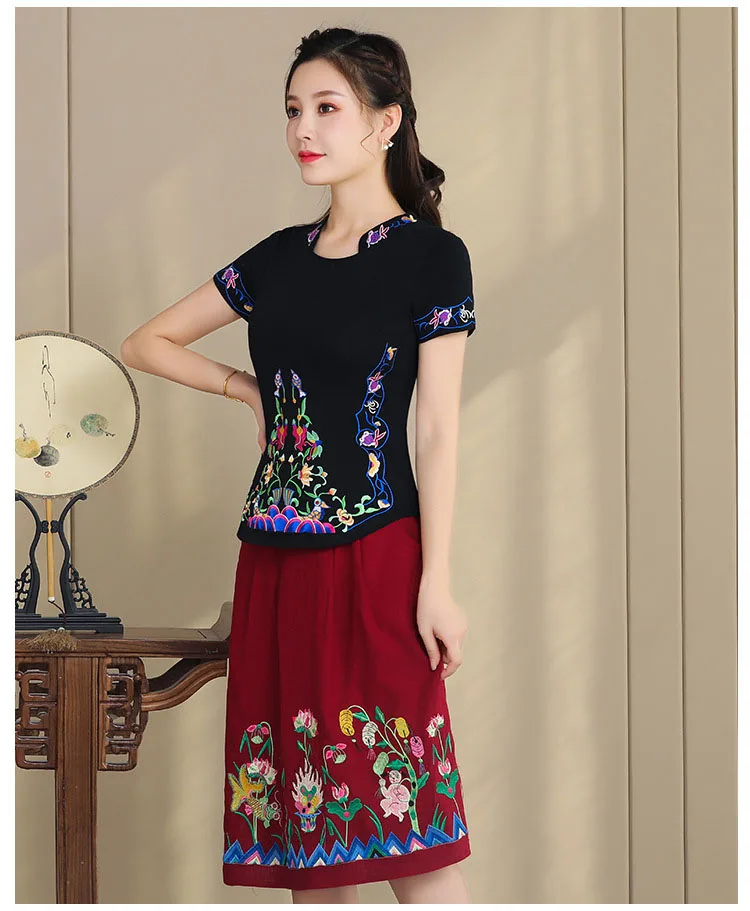 new summer slim embroidered cotton T-shirt