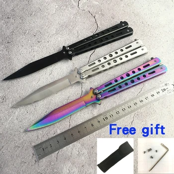 

Stainless Steel CS GO Training Knife titanium knife Butterfly in knife for gift+bag+screwdriver+spared bolts