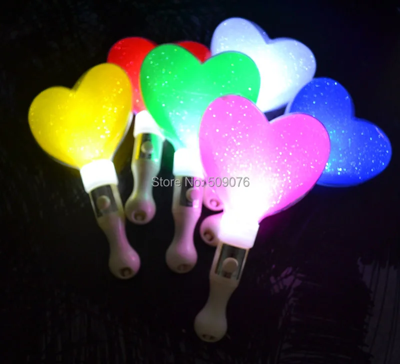 

5pcs/lot heart shaped LED stick light cheering love glow stick concert supplies props wedding event party decoration