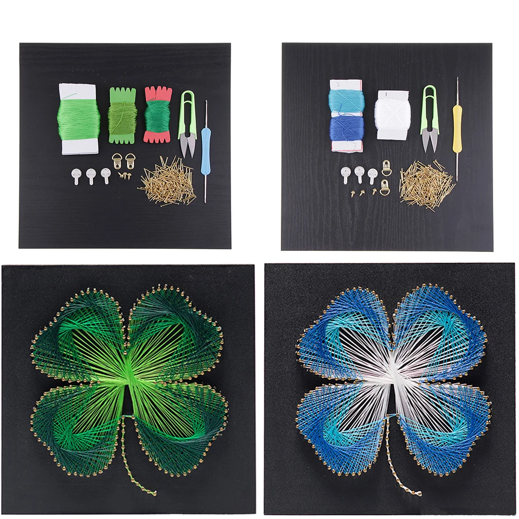 12x12 Inch String Art Lucky Flower Kits Home Decoration DIY Thread Winding Drawing for DIY Kids Beginners Crafts