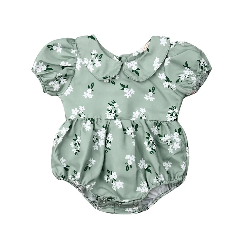 

Summer Newborn Baby Girl Bodysuit Doll Collar Floral Print Jumpsuit Outfits Sunsuit One Pieces