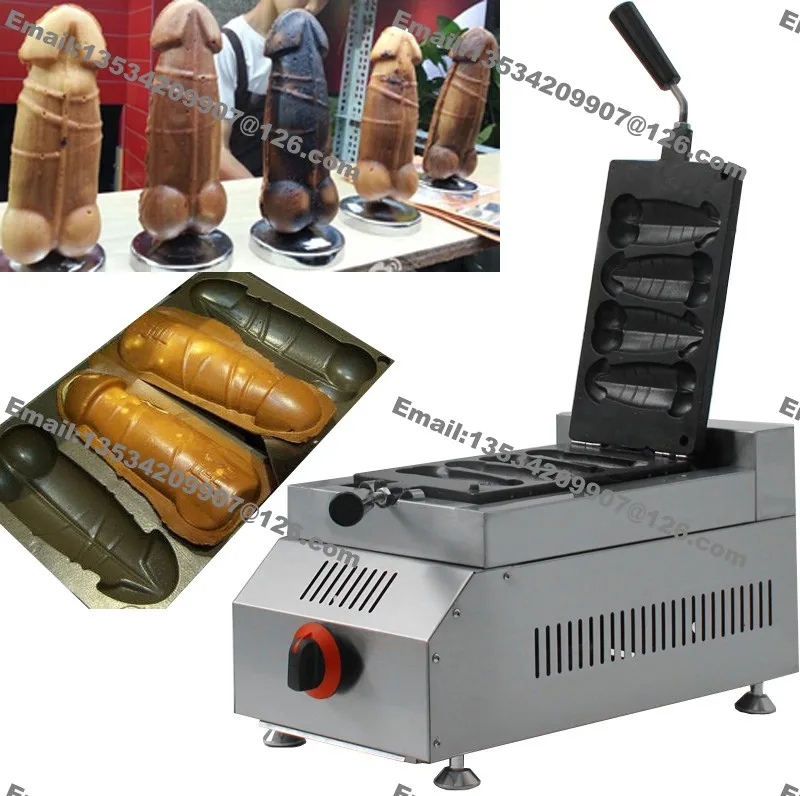 

4pcs Commercial Use Non-stick LPG Gas Hot Dog Pene Maker Machine Baker Iron