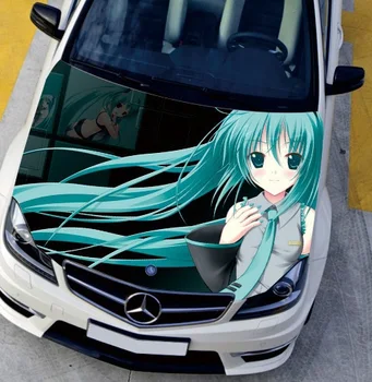 

Car Engine Hood Sticker Head Cartoon Pretty Styling Decal Decor Carbon Vinyl Cover Waterproof Beauty
