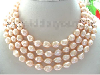 

shipping>>>>65" Longest Natural 12mm Pink Baroque Pearl Necklace!