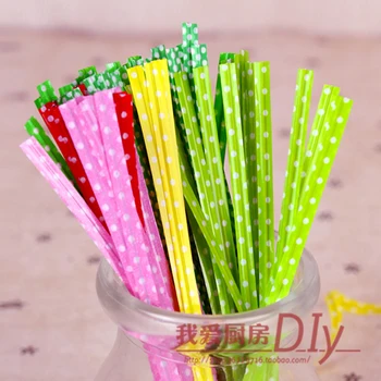 

2000pcs=5 colors,Polka Dots Twist Ties,For Cookie Bakery Gift Cello Bags Sealing,length:9CM
