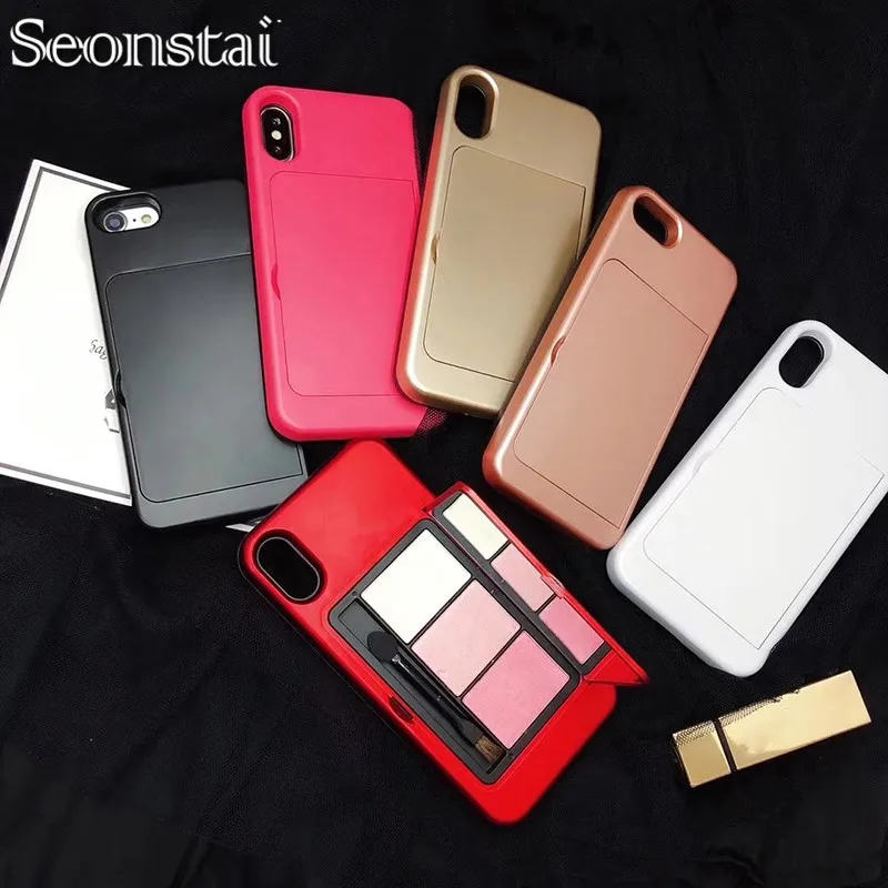 

Seonstai Eye Shadow Makeup Phone Case for iPhone X 7 8 Plus Ojos Mirror Cover Funda for iPhone 6 6s Plus Cosmetic Coque Mujer