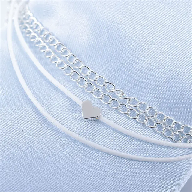 Bohemian Silver Color Anklet Bracelet On The Leg Fashion Heart Female Anklets Barefoot Jewelry 2