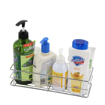 

WIILII Household Storage Bathroom Removable Metal Sucker Rack Wall Mounted Shelf Shower Basket Strong Chuck Kitchen Organizer