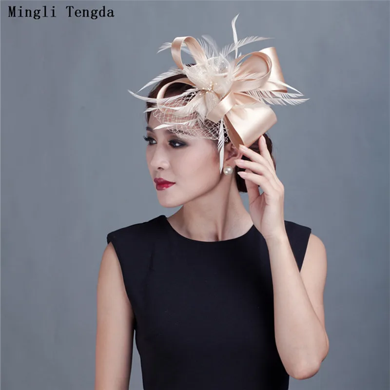 Женский головной убор Mingli Tengda с красными перьями льняной для невесты свадебные