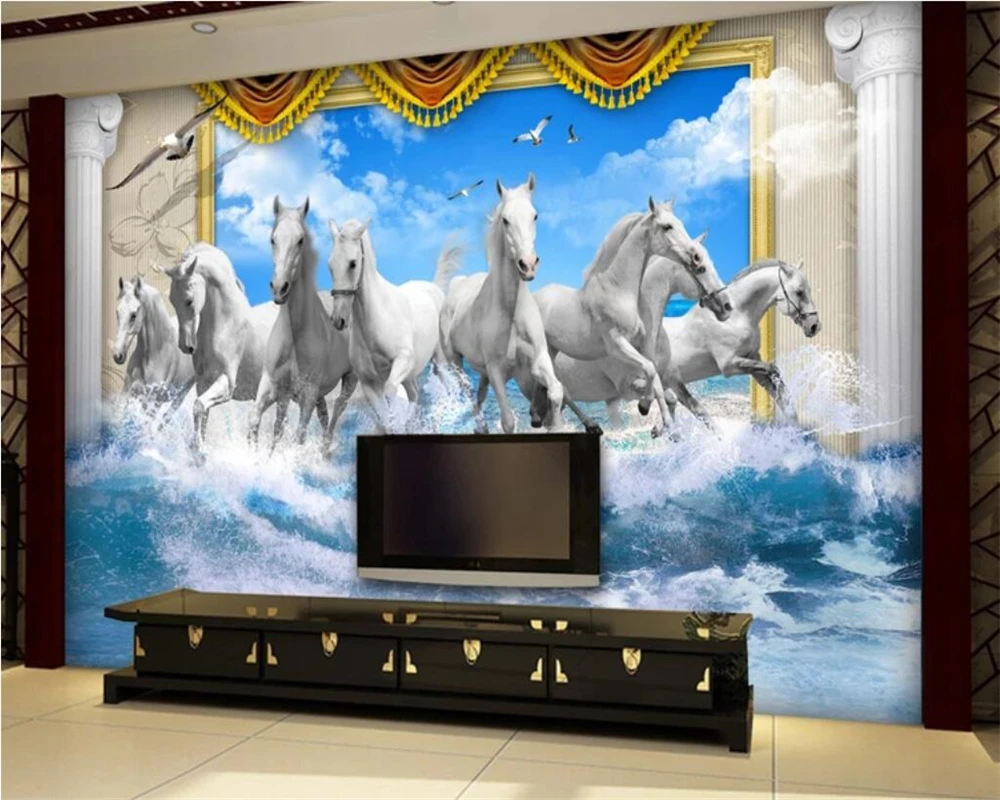 Beibehang заказ обои 3d стерео Фреска восемь лошадей бесшовные абстрактная Роспись стен задний план Papel де parede