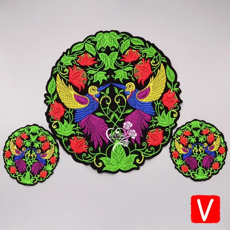 

VIPOINT embroidery big flower patches bird patches badges applique patches for clothing DX-167