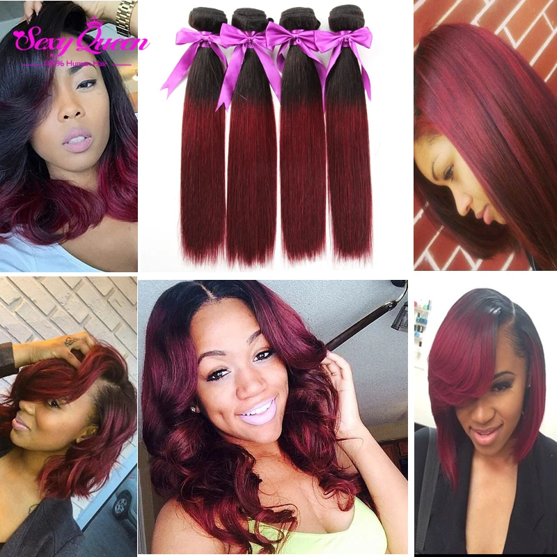 Annabelle Two Tone Ombre Malaysian Hair Burgundy Ombre Hair Weave