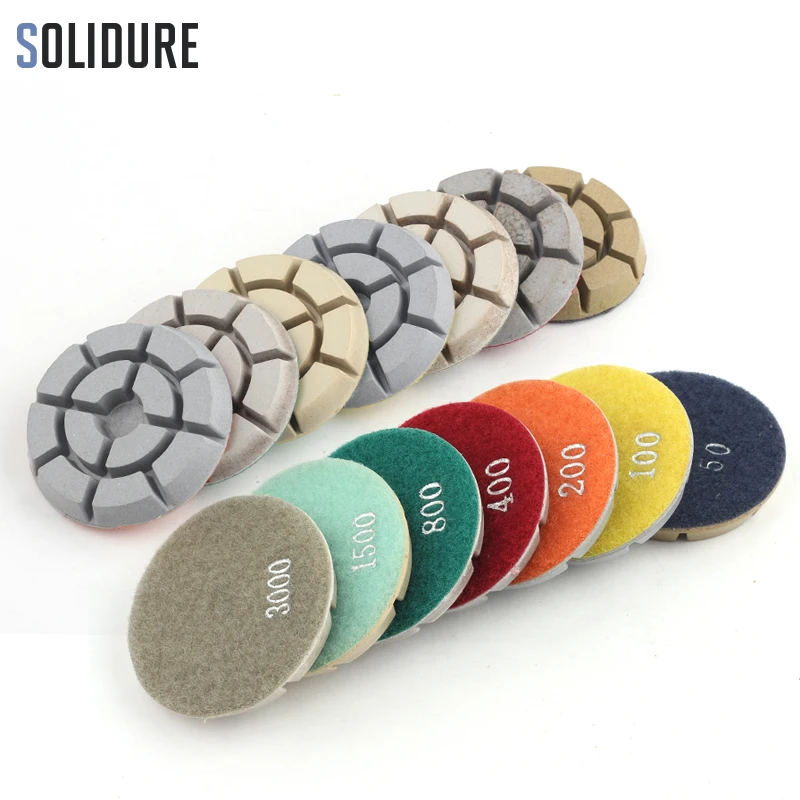 

3" Diamond Polishing Pad 7 PCS/SET Floor Grinding Renovate Concrete Sanding Disc Tool Diamond Polishing Resin