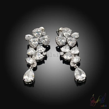 

free shipping silver color earrings natural zircon earring wholesale high quality design