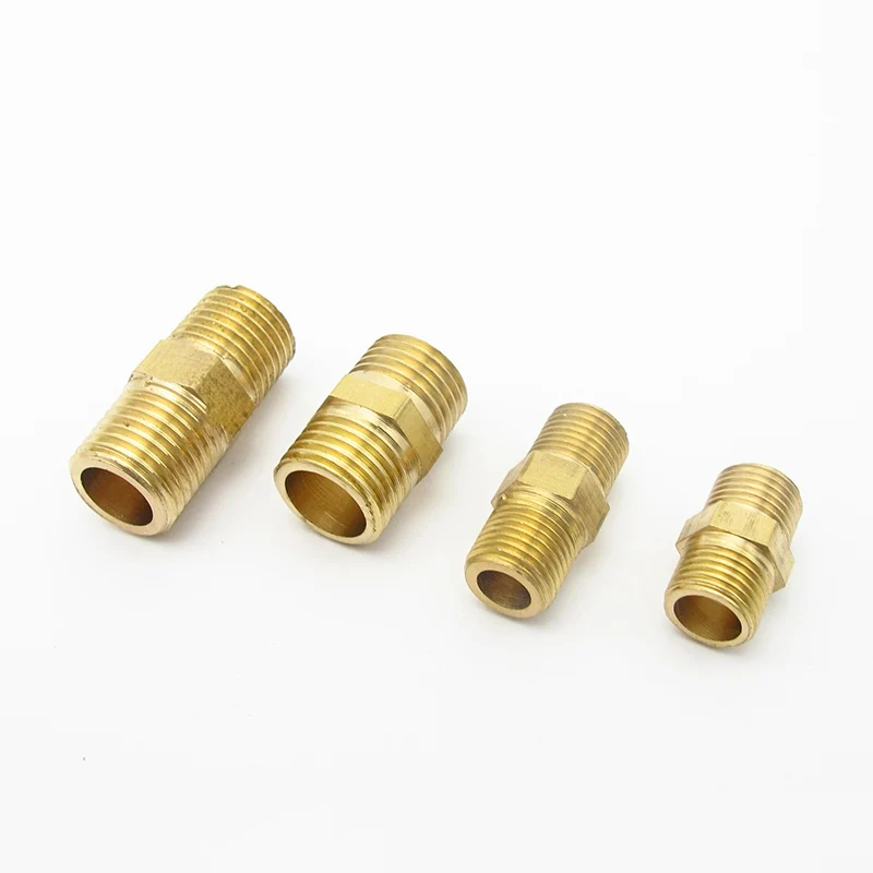 

1/8" 1/4" 3/8" 1/2" NPT BSPT Male Thread Brass Pipe Fitting Reducer Hex Nipple Coupler Connector Adapter For Water Fuel Gas