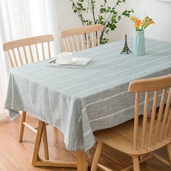 

Straight stripe embroidered simple tablecloth solid color polyester small fresh cloth table cloth decorating cloth cover towel