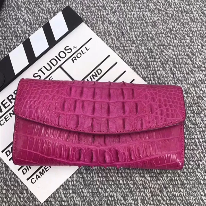 Kapazität Kupplung Echtes Lange Halter Dame Frauen purpurrot Geldbörse Brieftasche Schwarzes Leder Krokodil Karte Alligator grün Weibliche weiß rot Große rosa Exotische Echt Haut orange ZwqOOx