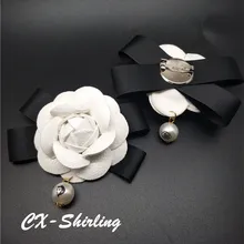 CX-Shirling Mujeres Camelia Broche Broche de Gran Tamaño Vestido de La Vendimia de Lujo A Estrenar de La Perla Colgante grande Broche De Flor Blanca Pin