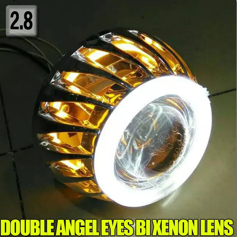 

Xplus 2.8 inch 55W Bi-Xenon HID Projector Lens Double Angel Eyes Car/Motor Headlight Yellow Blue Red White Green Angel eye
