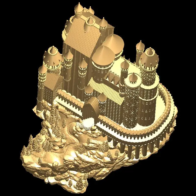 Средневековый замок высокое качество новая 3D модель для ЧПУ резная фигура
