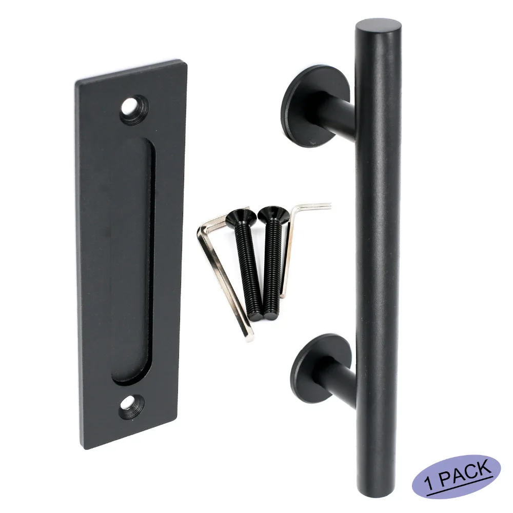 

Black Sliding Barn Door Handles Hardware LS08TBK 7inch Center to Center Modern Storage Gate Finger Pulls Handleset 1 PACK