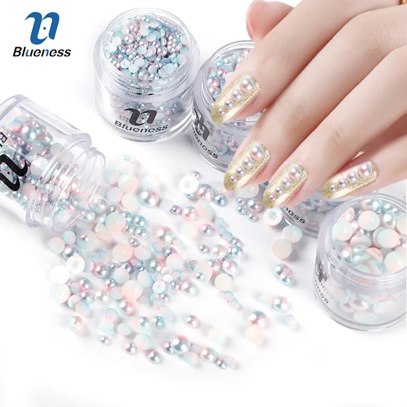 

Blueness 1 Box Discoloration Half-Pearl 2 Color Colorful 3D Nails Decorations Charms Manicure DIY Decor Supplies BG190-BG199
