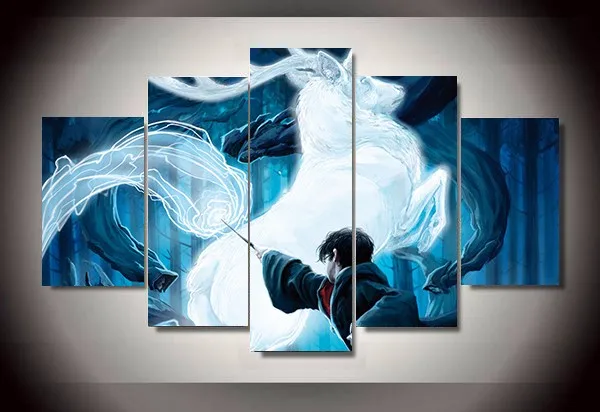 

Unframed Printed Harry potter 5 piece painting wall art children's room decor poster canvas modular picture Free shipping