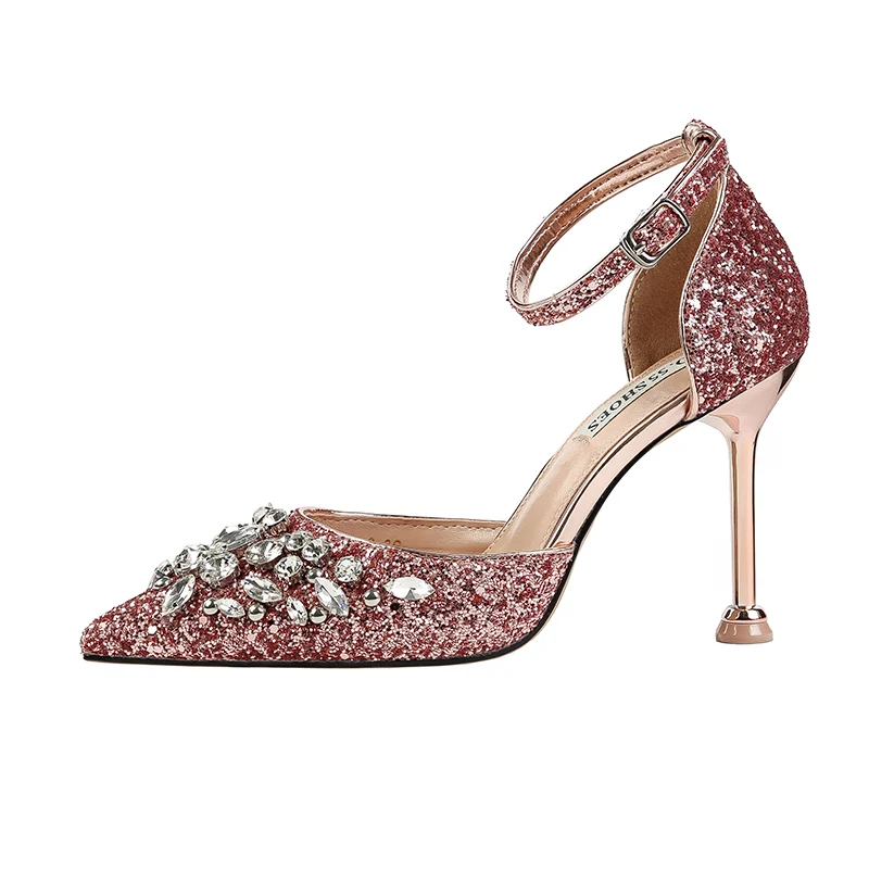 Женские летние роскошные босоножки на высоком каблуке 9,5 см с кристаллами женские Серебристые блестящие туфли-лодочки женская обувь свадебные туфли с блестками